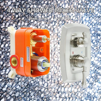 Kit de robinetterie de douche thermostatique 4 fonctions en laiton massif, mitigeur mural pour baignoire, contrôle de l'eau, surface polie