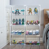 Grande vitrine d'exposition en acrylique moderne, portable, anti-poussière, étanche, multi-couches, pour figurines de collection, avec couvercle transparent