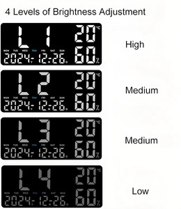 Jam Dinding <span class=keywords><strong>Digital</strong></span> Terlaris dengan Termometer Nirkabel, Menampilkan Tanggal/Minggu/Tahun, Suhu dan Kelembapan untuk Rumah dan Kantor - Product Image 6
