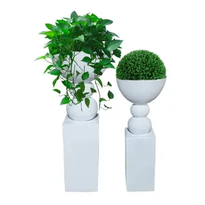 White Luxury Stone Carving White Round Column For Indoor or Outdoor Garden Decoration Flower Pot