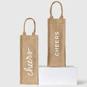 Manufacturer customized jute single red wine tote bag can be printed with logo