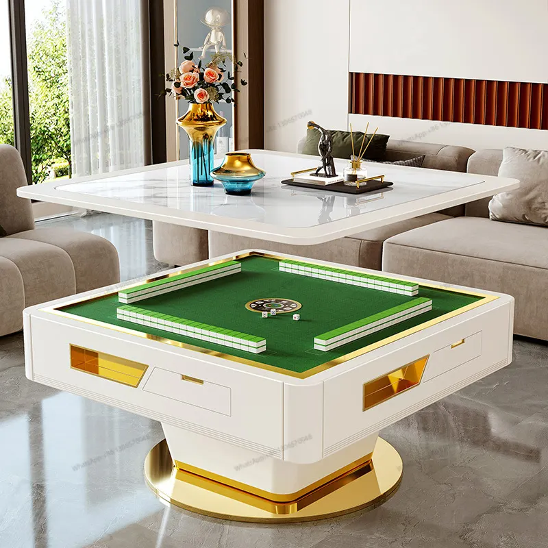 Mesa de Mahjong elevadora para el hogar, mesa de centro moderna ligera de lujo, multifuncional, totalmente automática,