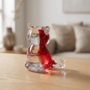 Handcrafted Murano Glass Bird Figurine Red <b>Clear</b> Portrait Art Deco Wedding Living Room Ornament Irregular Shape Single-Piece - Product Image 1
