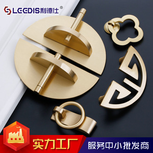 Lcedis Geometric Brass Cabinet Handles For <b>Wardrobe</b> Furniture Hardware Durable Plating - Product Image 4