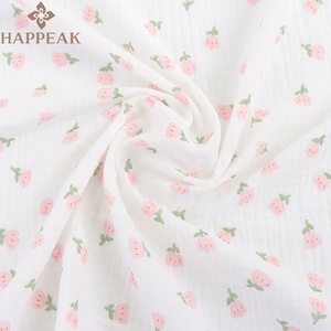 HAPPEAK Tissus <span class=keywords><strong>de</strong></span> mousseline imprimés personnalisés Tulipe rose <span class=keywords><strong>Gaze</strong></span> respirante en <span class=keywords><strong>coton</strong></span> par cour pour le design <span class=keywords><strong>de</strong></span> mode d'été - Product Image 6