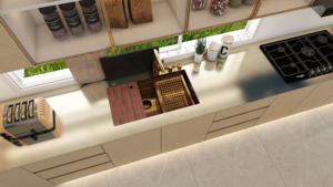 Contemporary Solidwood Plywood Kitchen <b>Cabinet</b> Customizable for Apartment Villa Foshan Manufacturing - Product Image 4