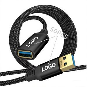 Câble d'extension USB 3.0 3M Type A mâle vers femelle, rallonge tressée en nylon, transfert de données 5 Gbps <span class=keywords><strong>pour</strong></span> webcam, ordinateur, voitures - Product Image 1