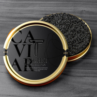 Autocollants pour boîtes de conserve de caviar, imperméables, écologiques, durables, résistants au gel, personnalisés, avec étiquettes en feuille d'or gaufrée, pour caviar de sturgeon noir et étain