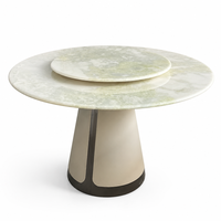 Table à manger moderne de luxe en marbre onyx avec base sur piédestal, plateau rotatif, haute qualité, écologique, imperméable, mobilier pour hôtel et maison