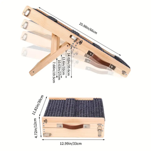 ทางลาดไม้สนธรรมชาติแบบพับได้สำหรับสัตว์เลี้ยง บันไดพกพาสำหรับสัตว์เลี้ยง ทางลาดสำหรับสุนัขพันธุ์เล็กถึงกลาง - Product Image 3
