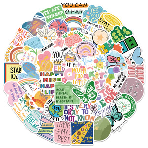 50Pcs Coloré Restez Phrases Positives Graffiti Autocollants <span class=keywords><strong>pour</strong></span> Livre Décor Santé Mentale Inspirant Cadeau Autocollant - Product Image 2