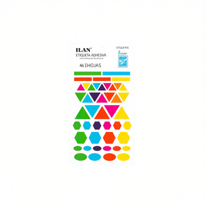 Ilan Adhesive Label 46 Labels 5 <b>Sheets</b> <b>Colorful</b> Geometric Shapes For Crafting - Product Image 2