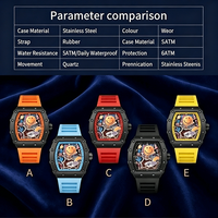 Une véritable montre sportive décontractée de haute qualité, boîtier en forme de barillet, mouvement à quartz, design élégant