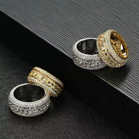 Anillo giratorio de enlace cubano para hombre y mujer, anillo ostentoso de moissanita VVS de Plata de Ley 925, anillo de promesa de Hip Hop de lujo