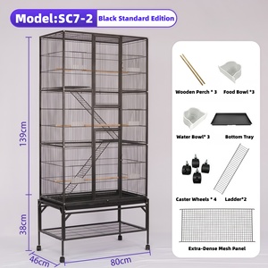 Cage à oiseaux rectangulaire en métal durable, spacieuse, pour l'élevage, en fonte, multifonctionnelle, pour perroquets, vente en gros, directement de l'usine - Product Image 5