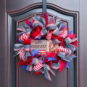 Hot Sale America Independence Day Home Wall Party Hanging Decorations 4th of July Party Supplies Flag Hanging Decorative Wreaths