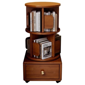 Rotating Bookshelf Solid Wood Round Multi Functional Bedroom Bedside <b>Table</b> Storage Cabinet For Children Adults Elderly - Product Image 5