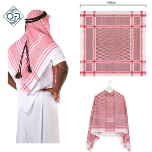 Sciarpa da <span class=keywords><strong>uomo</strong></span> con Logo personalizzato con turbante quadrato Shemagh arabo musulmana con motivo etnico Plaid in maglia di poliestere - Product Image 1