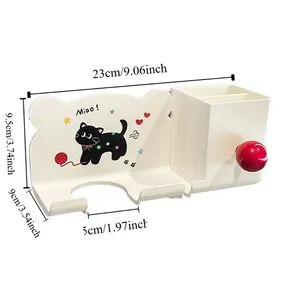 Cartoon Hair Dryer Storage Rack Waterproof <b>Plastic</b> Wall-Mounted <b>Bracket</b> Thickened Cylinder Design Simple Bathroom Storage Shelf - Product Image 1