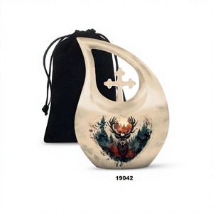 Gran oferta, hermosa urna conmemorativa de cremación con lágrima de ciervo para cenizas humanas adultas, urna cruzada grande decorativa con bolsa de terciopelo gratis - Product Image 1