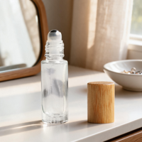 Perfume de Aceites Esenciales Ideal para Dormitorio, Oficina y Viajes, Botella de Vidrio de Haya con Tapa de Rosca, Tapa de Bambú, Botella con Rodillo de Vidrio
