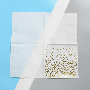 Paper Napkins 330mmx330mm Printed Golden Polka Dot For Birthday Parties Hotel Use - Product Image 3