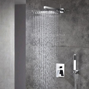 卫生洁具镀铬方形旋钮，壁挂式方形淋浴，单把手浴室淋浴套装 - Product Image 2