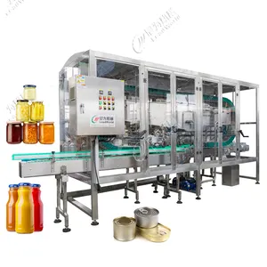 Automatic Tuna Cans Jam Juice Glass Plastic Bottle Jars Tin Cans Washer Washing Drying Machine