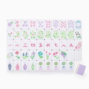 Tuiles de <span class=keywords><strong>Mahjong</strong></span> Américain en Acrylique 160 pièces, surface lisse, blanc minimaliste, motif plante de maison lilas, pour jeu de société - Product Image 2