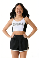 Camisetas y Tops Personalizados con Pedrería, Ropa Negra y Blanca con Diseño Personalizado, Ropa Brillante para Prácticas de Animadoras, Pantalones Cortos, 2 Conjuntos, Uniformes