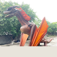 Statue de dragon volant animatronique géante de 7 m - Modèle réaliste de dragon ailé occidental pour la décoration des parcs à thème et des aventures en plein air