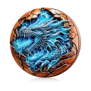 Moneda Personalizada de 5 Onzas, .999 Cobre Puro, Serie Dragón de <span class=keywords><strong>Roca</strong></span> Agrietada, Relieve 3D, Impresión UV a Color, 5oz - Product Image 4