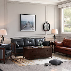 Bộ ghế sofa góc da truyền thống Đức, chất liệu da bò thật, thuộc da thuộc, lót mút, dành cho phòng khách, hàng đầu thị trường Trung Quốc - Product Image 1