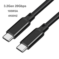 Câbles de données d'alimentation 20Gbps PD 100W 5A avec puce E-Marker TYPE C à TYPE C USB 3.2 Gen 2 HD 4K 60Hz Câble Audio Vidéo Câble Usbc