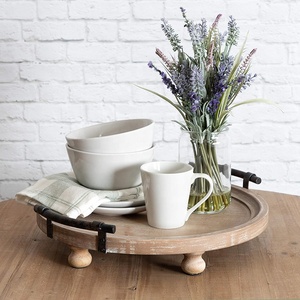 Plateau <span class=keywords><strong>de</strong></span> service rustique écologique en bois <span class=keywords><strong>de</strong></span> 15 pouces avec pieds, poignées en métal, fait à la main, décoratif, rangement, salle <span class=keywords><strong>de</strong></span> bain, salon - Product Image 5