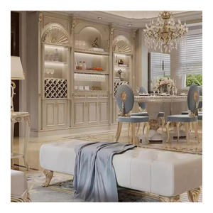 طقم كنب قصر فرنسي خشب مصمت منجد قماش منحوت أثاث طراز أوروبي عتيق لغرفة المعيشة كنب مقطعي فاخر - Product Image 5