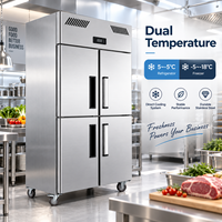 Congélateur vertical commercial à refroidissement par air de 1000 L avec porte en acier inoxydable et double température, congélation rapide