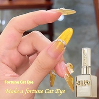 XEIJAYI Nouveau Vernis à Ongles Gel UV Effet Œil de Chat à Poudre Magnétique Haute Densité Longue Durée Doré Scintillant pour Usage Professionnel en Salon