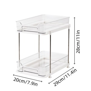 Double Layer Under Sink Storage Rack With Pull Out Drawers For Kitchen Bathroom Cabinet Organizer 6-7.9in Height Multi Function - Product Image 4