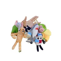 Porte-clés en peluche Kawaii super doux personnalisé en gros, mini figurine animale en peluche, breloque de sac, requin, singe, arbre, avec anneau en alliage métallique pour
