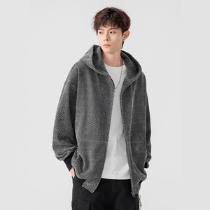 <span class=keywords><strong>Chaqueta</strong></span> Cárdigan de Invierno para Hombre, Estilo Casual Urbano, con Logotipo Bordado Personalizado, 100% Algodón Grueso, Sudadera con Capucha Extra Grande - Product Image 2