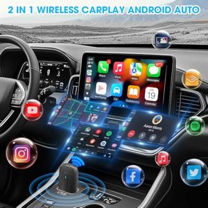 Adaptateur sans fil 2 en 1 <span class=keywords><strong>Apple</strong></span> <span class=keywords><strong>CarPlay</strong></span> et Android Auto avec Bluetooth 5.4, commande vocale, certifié CE/FCC/ROHS, compatible universel - Product Image 2