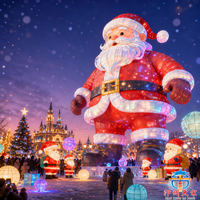 Handgefertigte Seiden-Weihnachtsmann-Laterne für Außendekoration, Riesige LED-Beleuchtete Festliche Szenen-Dekoration für Veranstaltungen