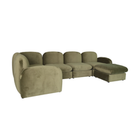 Canapé modulaire en velours, canapé combiné en forme de L moderne avec chaise longue pour grand salon et villa