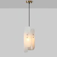 Lámpara Colgante de Alabastro de Diseño Nórdico Minimalista, Araña de Latón, Luz Blanca Cálida de 3500K, Fácil Instalación para Hotel o Casa de Huéspedes