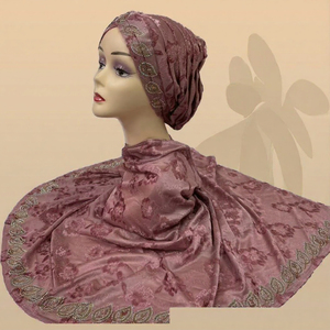 MS-2159 Nouveauté 2024 Hijab en coton floral, Foulard africain de Dubaï, Châles de prière, Écharpe en dentelle brodée, Tenues de fête du Ramadan - Product Image 2