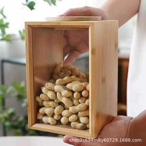 Bamboo Storage <b>Jar</b> Square With Bamboo Lid Natural Wood Color <b>Large</b> Capacity For Nuts Coffee Snacks - Product Image 3