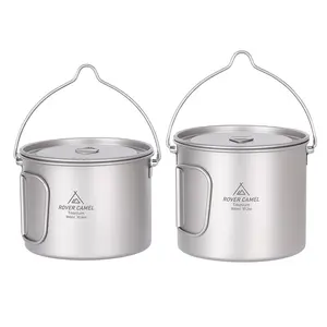 Free Sample CE Cooking pots and pans titanium 900ml 1100ml 1600ml Outdoor Camping Picnic Water Mug Cup Tableware kitchen