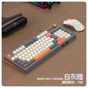 Clavier et souris filaires à membrane avec bouton rotatif, rétroéclairage tricolore, sensation mécanique pour PC, bureau et jeux - Product Image 6