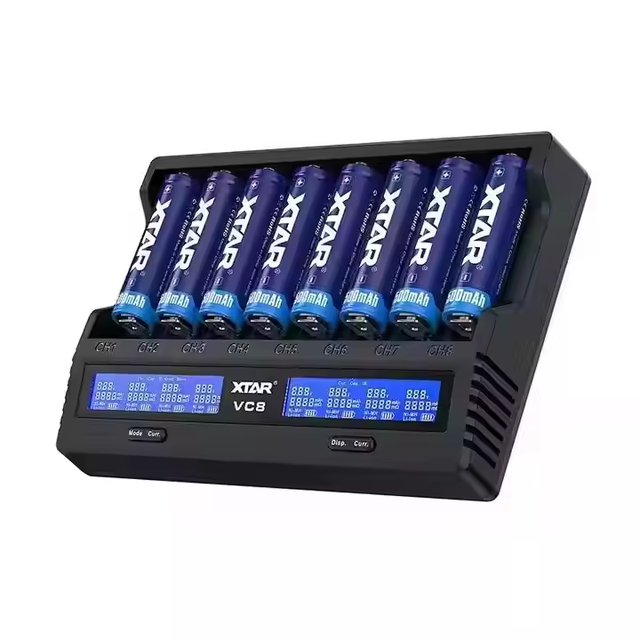 Charger Xtar VC8 8-Channel 18650 21700 1.2V Aa Aaa Battery Charger 8 Bay Smart Charger With LCD Screen for Li-po NiMH Batterie